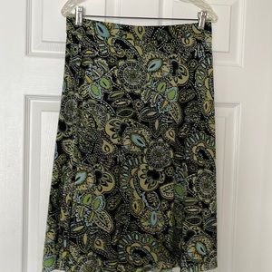 SIGRID OLSEN MIDI SKIRT - BLACK/OLIVE/BLUE PRINT SIZE M